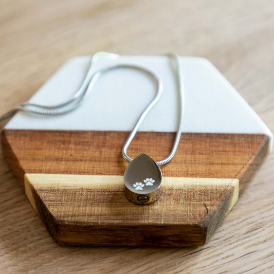 Pet Urn Teardrop Pendant Cremation Ashes Necklace