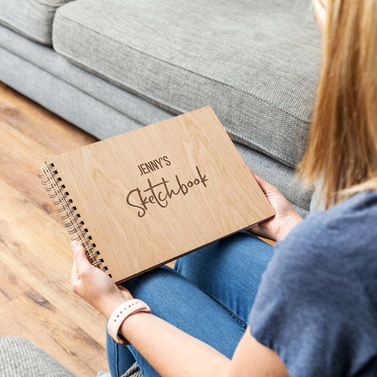 Personalised sketchbook with a laser-engraved design A4 landscape