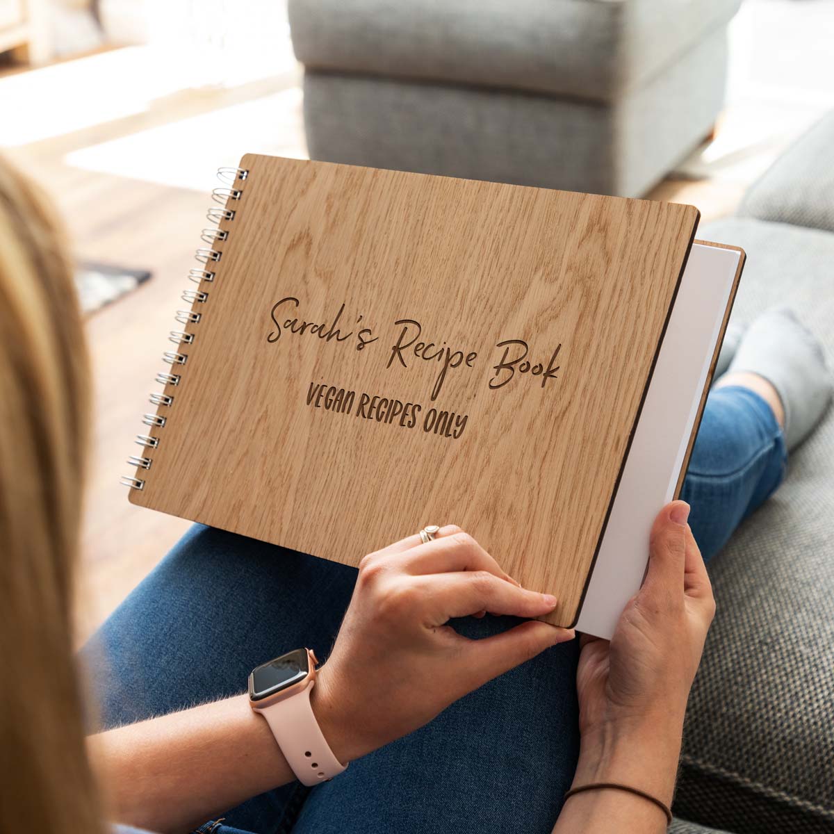 A4 landscape recipe book with personalised name and text