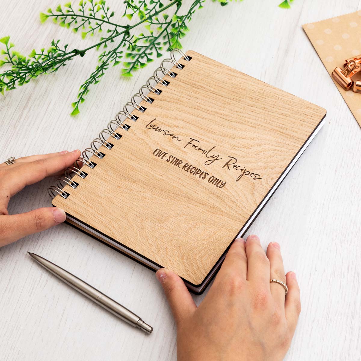 A5 recipe book laser-engraved with personalisation