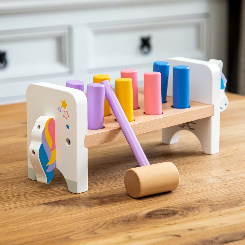 Unicorn hammer bench toy and hammer