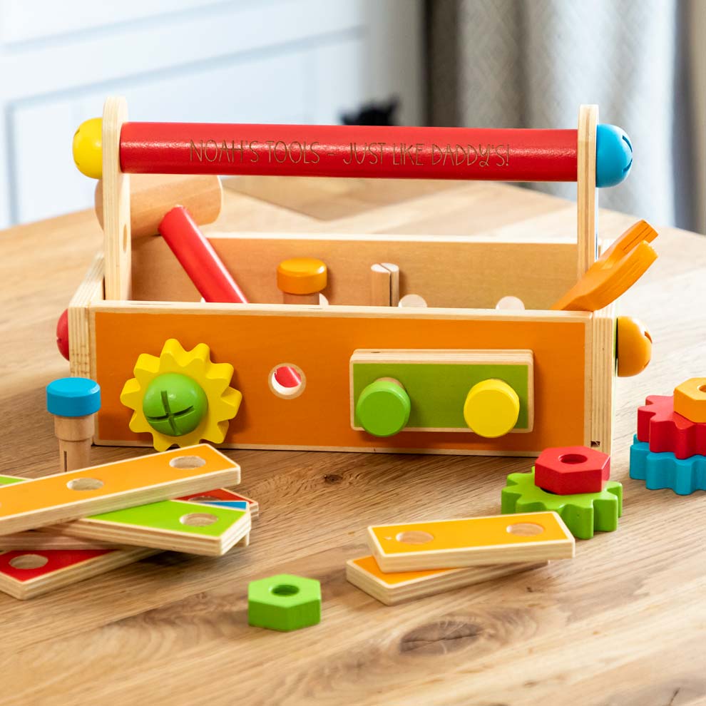 Personalised wooden tool box for children
