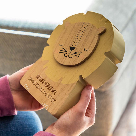 Personalised Lion Money Box Gift For Children