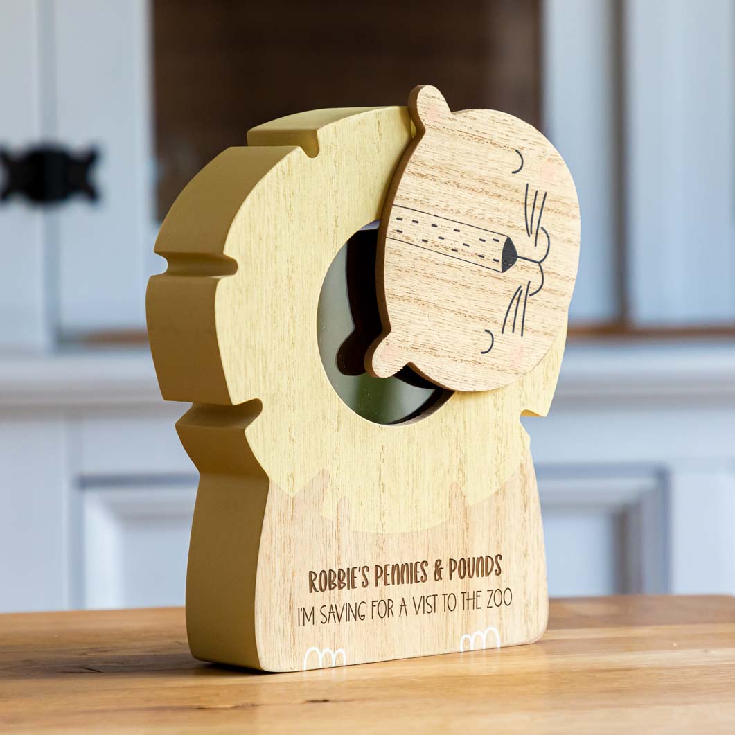 Personalised Lion Money Box Gift For Children