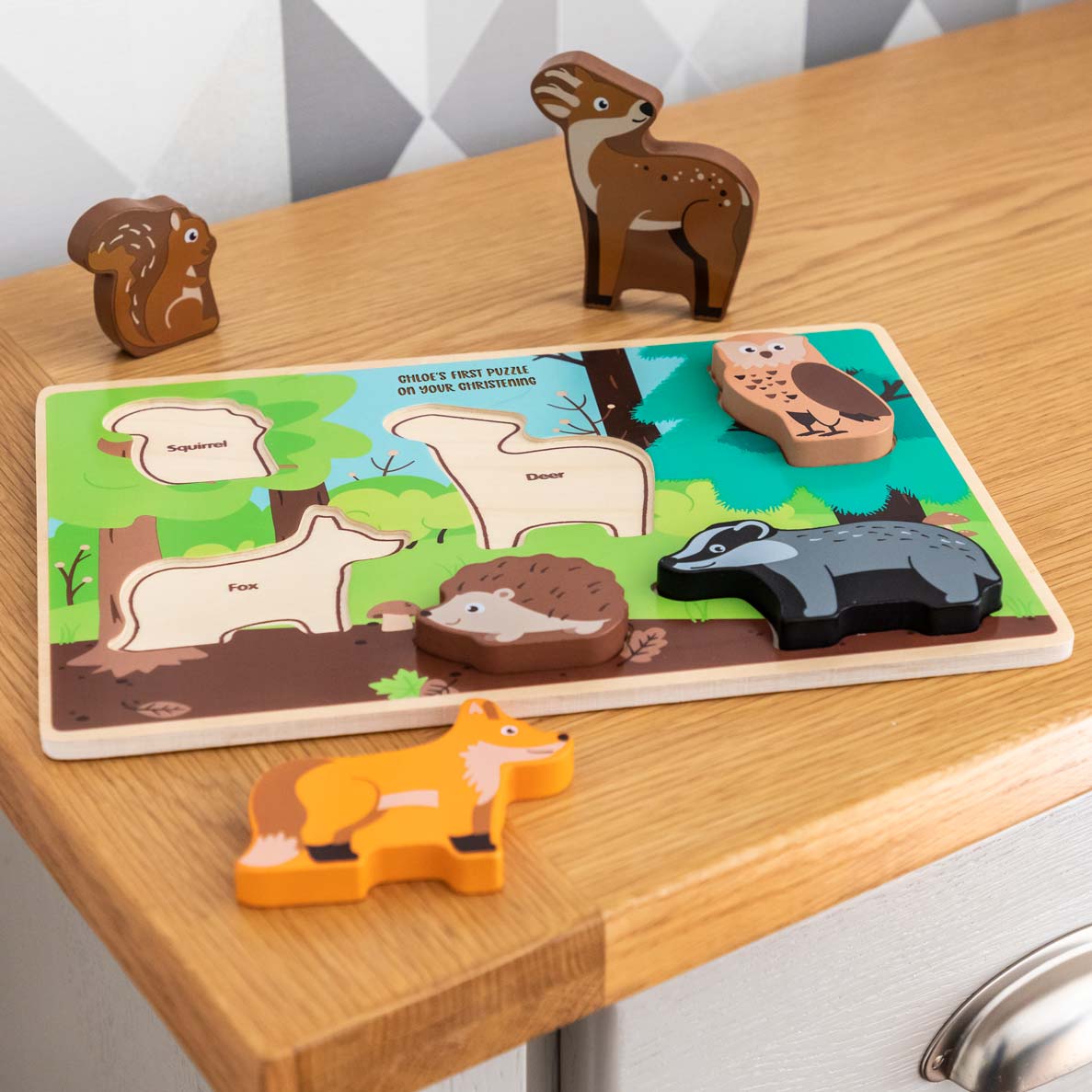 Personalised Woodland Animals Puzzle Gift For Children