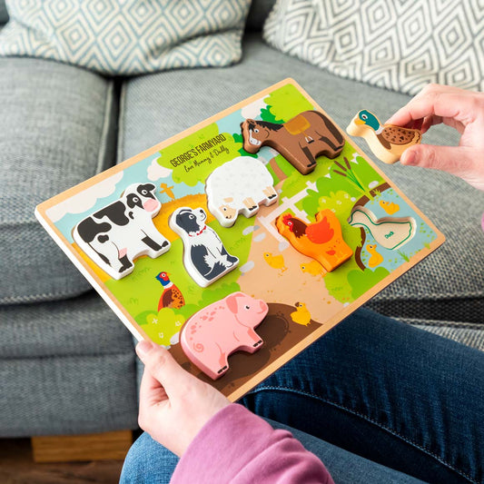 Personalised farm animals wooden puzzle for children