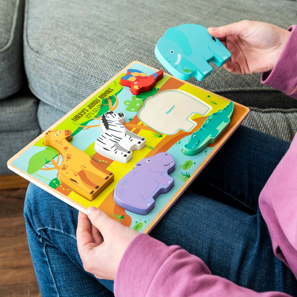 Personalised Jungle Animals Puzzle Gift For Children