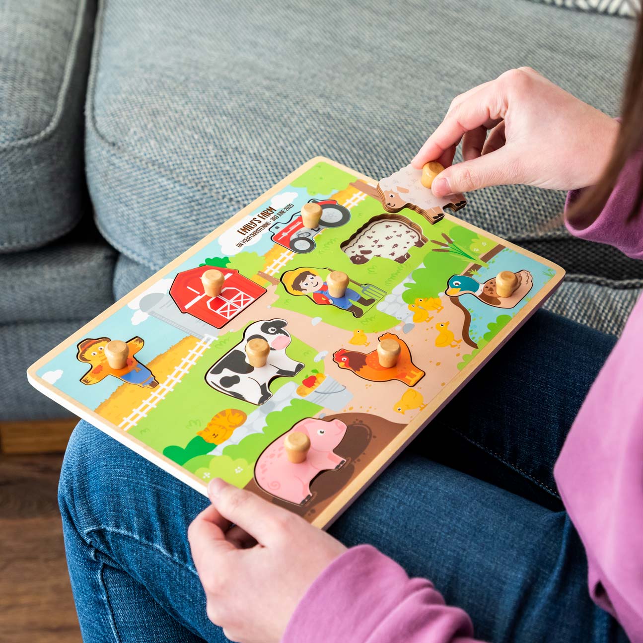 Personalised Farmyard Peg Puzzle Gift For Children
