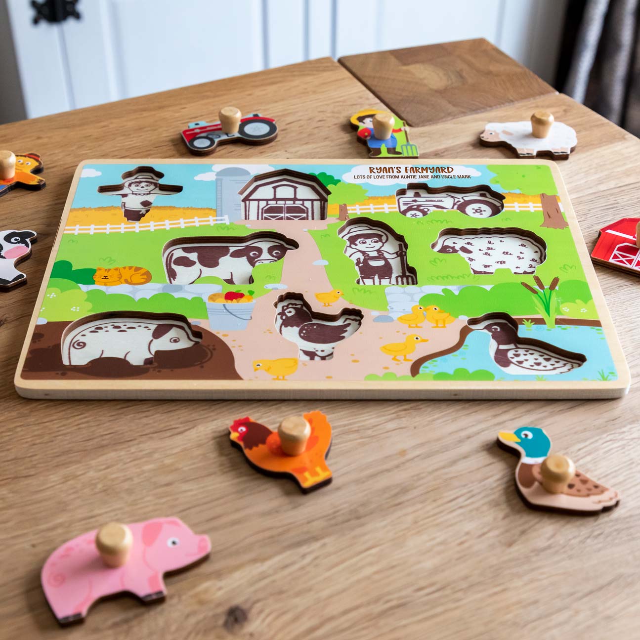 Personalised Farmyard Peg Puzzle Gift For Children