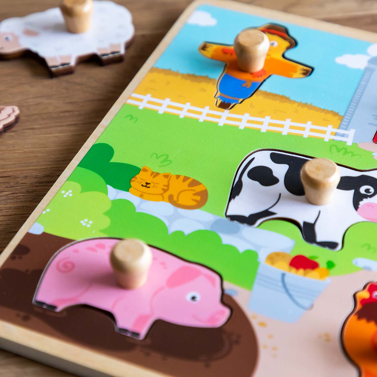 Personalised Farmyard Peg Puzzle Gift For Children