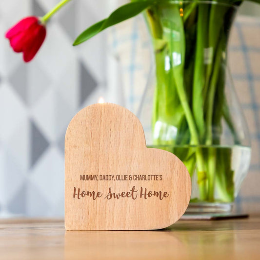 Personalised Home Sweet Home Heart Candle Holder Gift