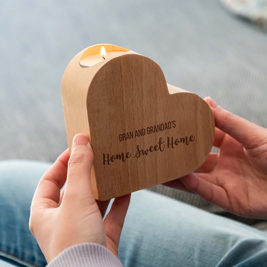 Personalised Home Sweet Home Heart Candle Holder Gift