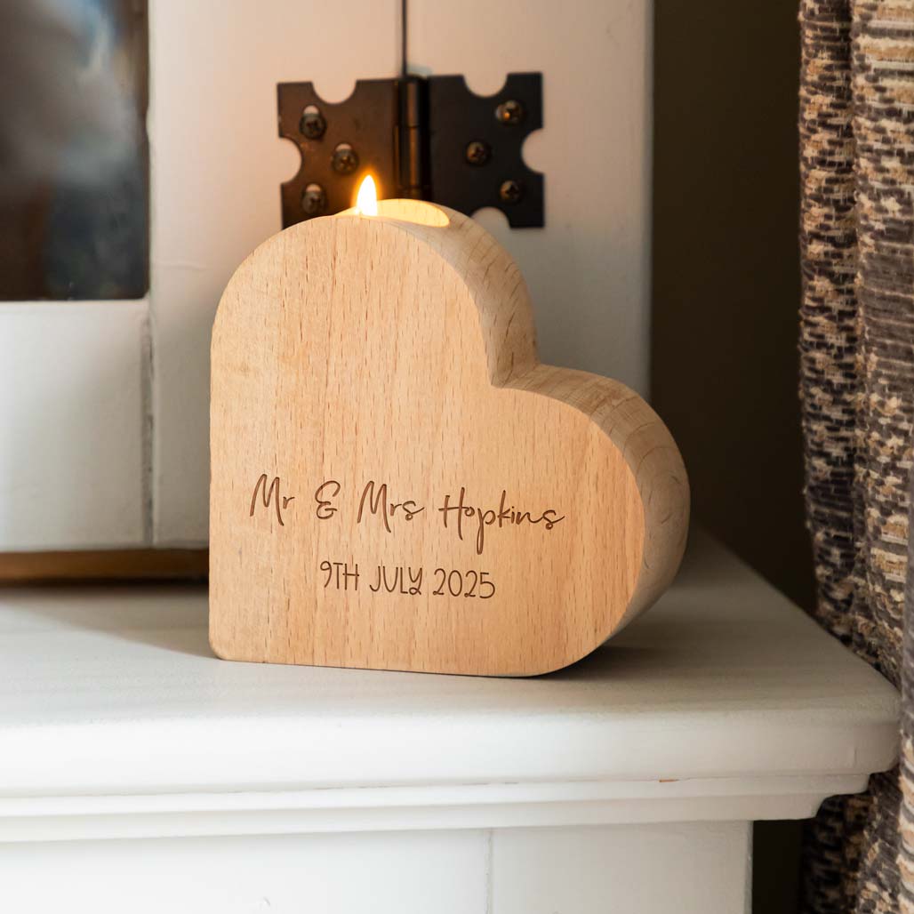 Personalised Heart Candle Holder Wedding Gift For Couple