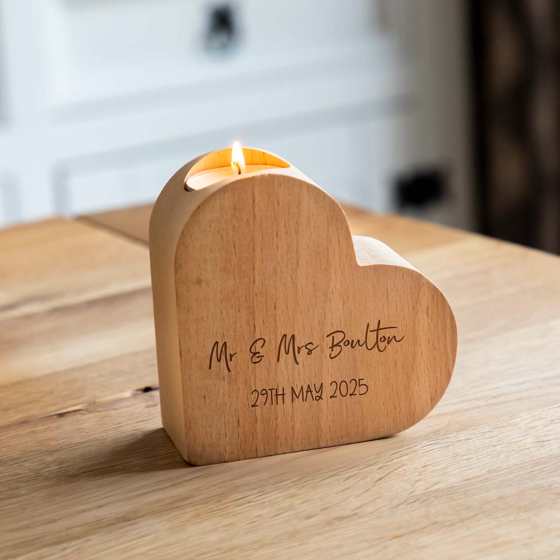 Personalised Heart Candle Holder Wedding Gift For Couple