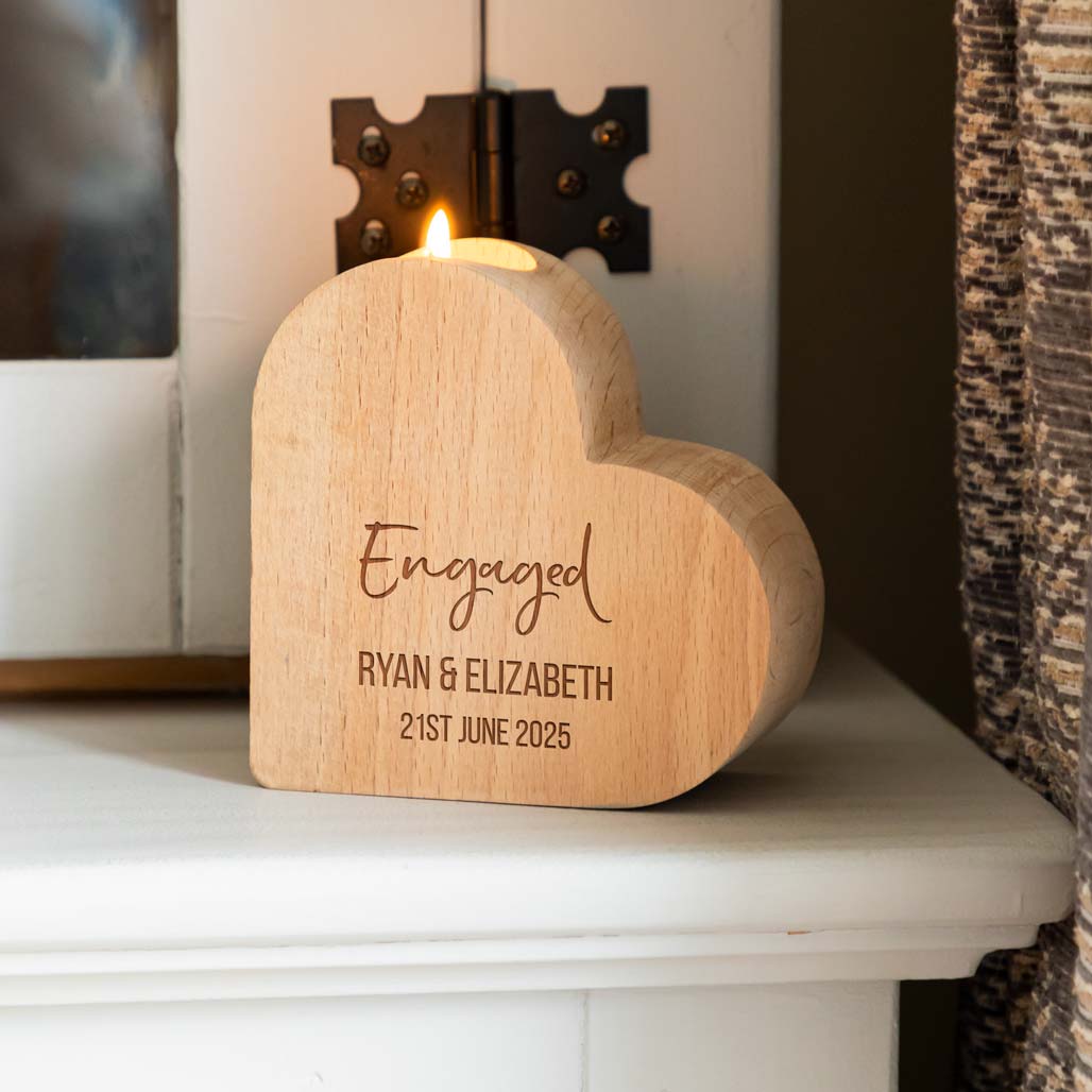 Personalised Heart Candle Holder Engagement Gift