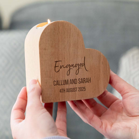 Personalised Heart Candle Holder Engagement Gift