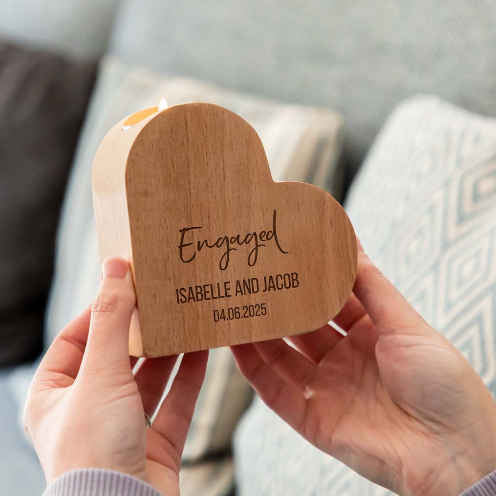 Personalised Heart Candle Holder Engagement Gift