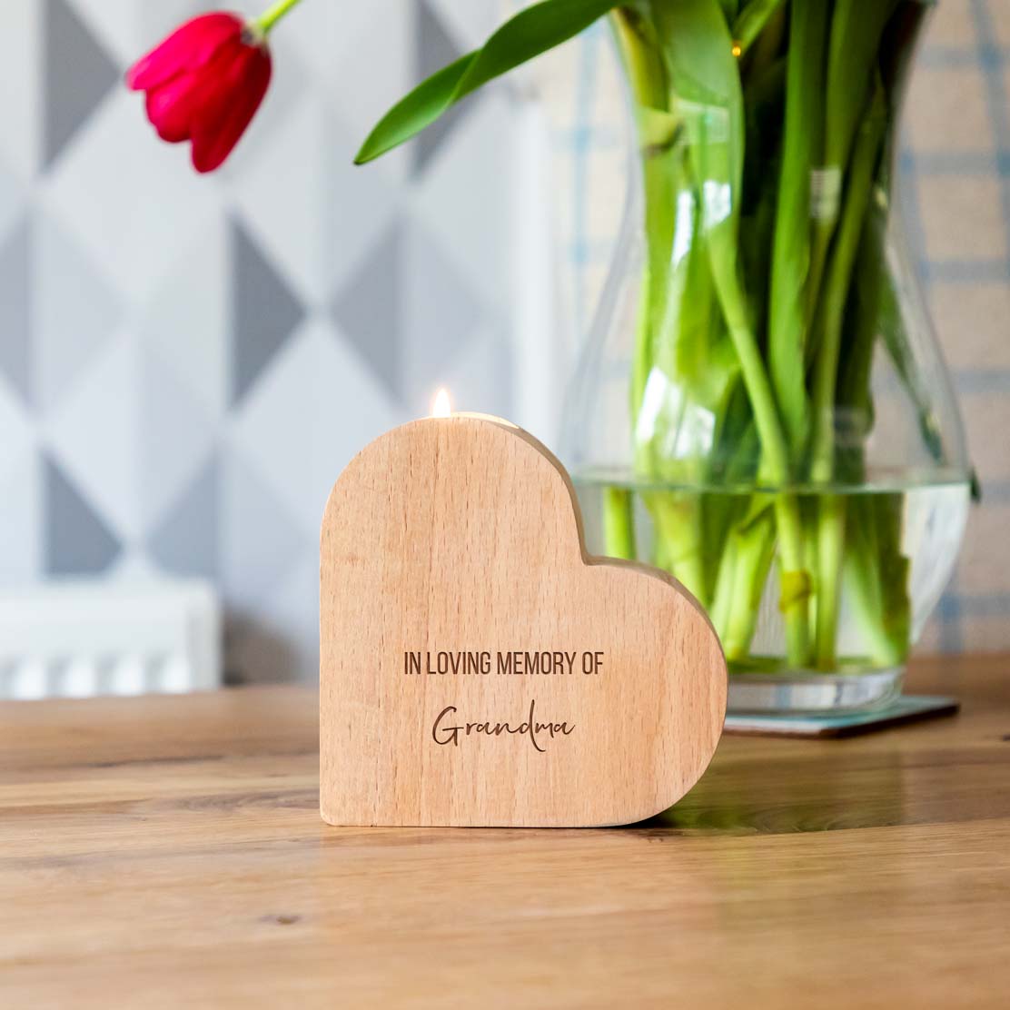 Personalised Heart Candle Holder In Loving Memory Of Gift