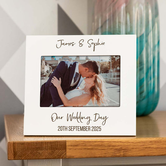 Personalised Wedding Day Pastel Photo Frame Gift For Couple