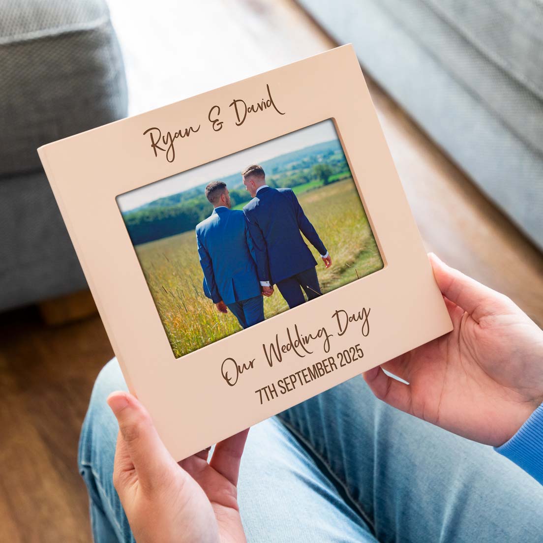 Personalised Wedding Day Pastel Photo Frame Gift For Couple