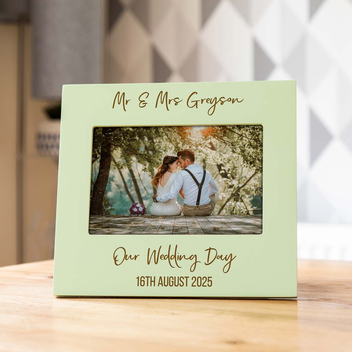 Personalised Wedding Day Pastel Photo Frame Gift For Couple