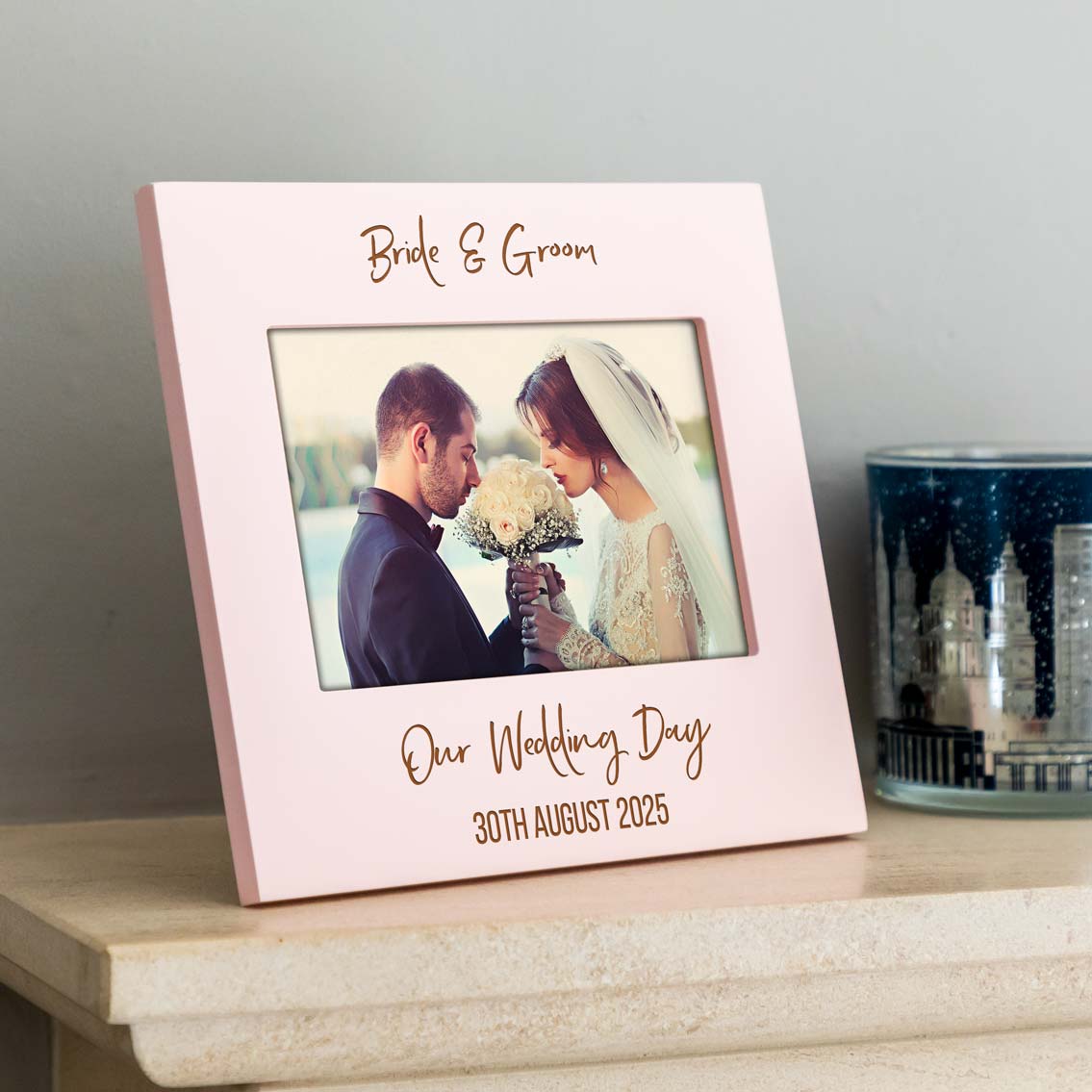 Personalised Wedding Day Pastel Photo Frame Gift For Couple