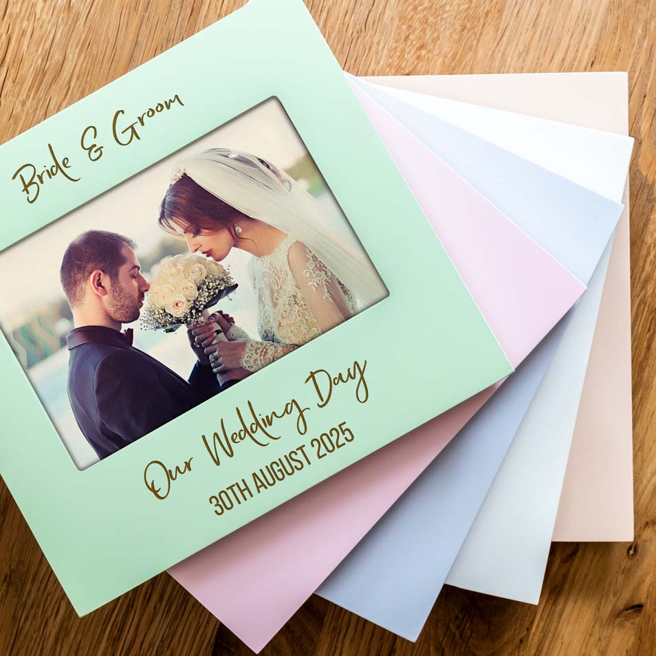 Personalised Wedding Day Pastel Photo Frame Gift For Couple