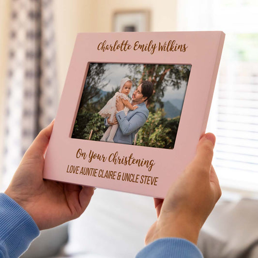 Personalised Pastel Photo Frame For Christening Baptism Naming Day Gift