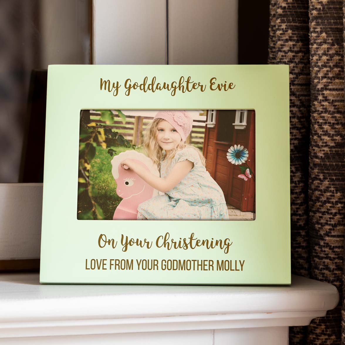 Personalised Pastel Photo Frame For Christening Baptism Naming Day Gift