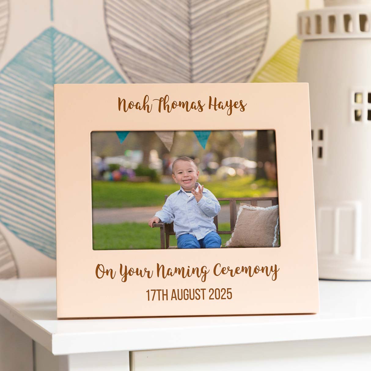 Personalised Pastel Photo Frame For Christening Baptism Naming Day Gift
