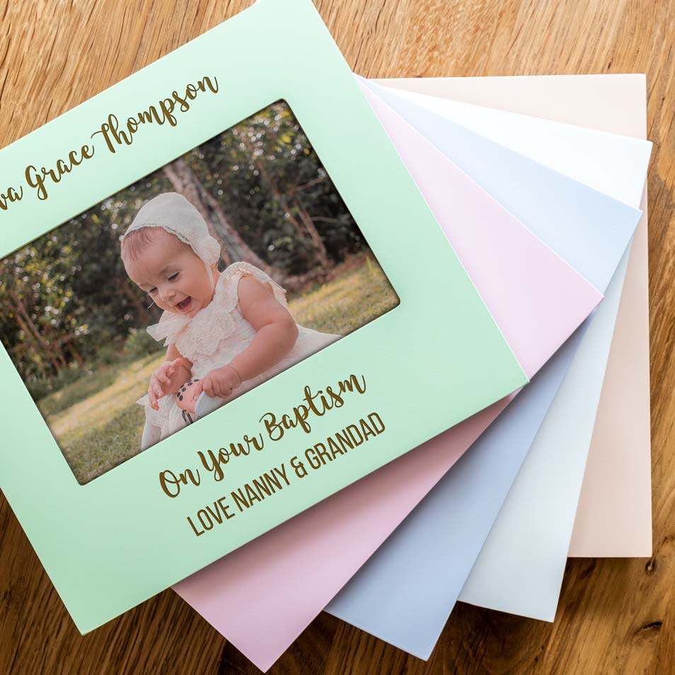 Personalised Pastel Photo Frame For Christening Baptism Naming Day Gift