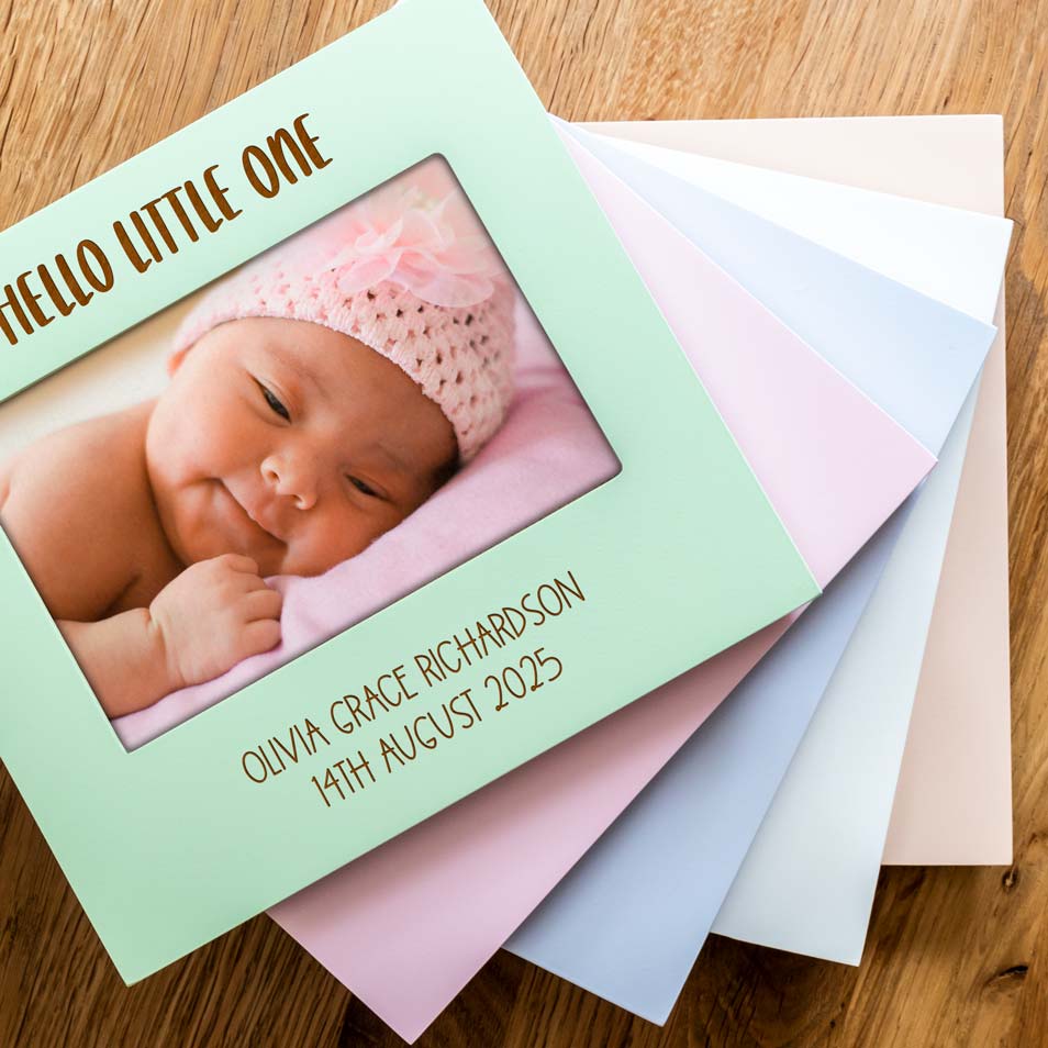 Personalised Hello Little One Pastel Photo Frame New Baby Gift