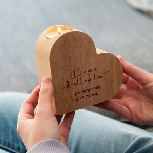 Personalised I Love You With All My Heart Candle Holder Gift