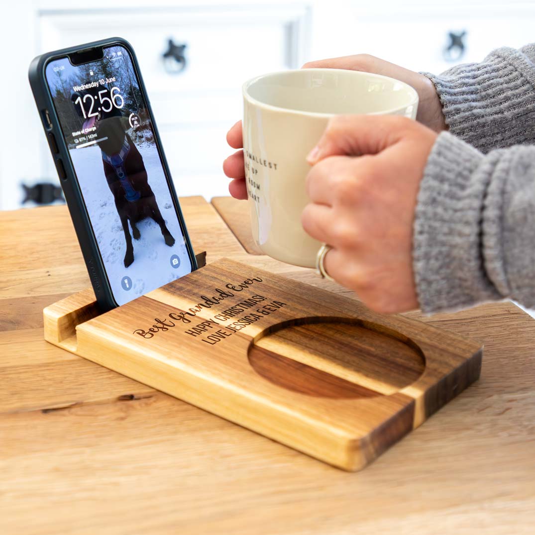 Personalised Best Dad Mum Sofa Coaster Phone Stand Gift