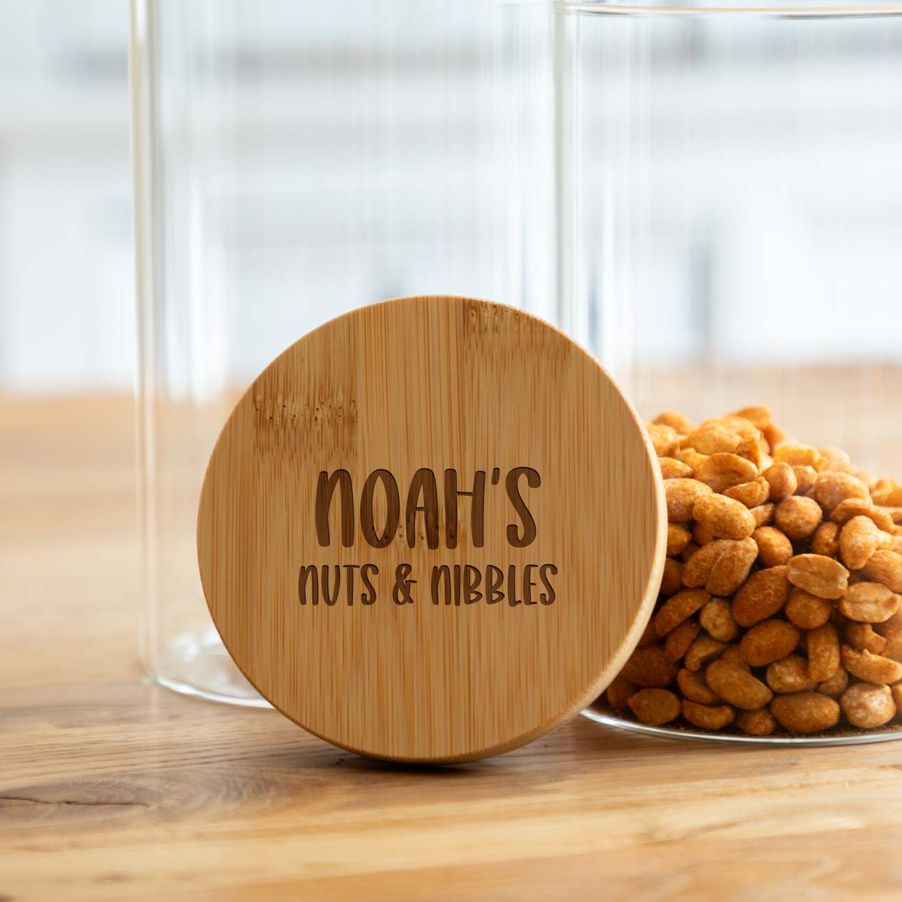 Personalised Snack Jar With Bamboo Lid Gift