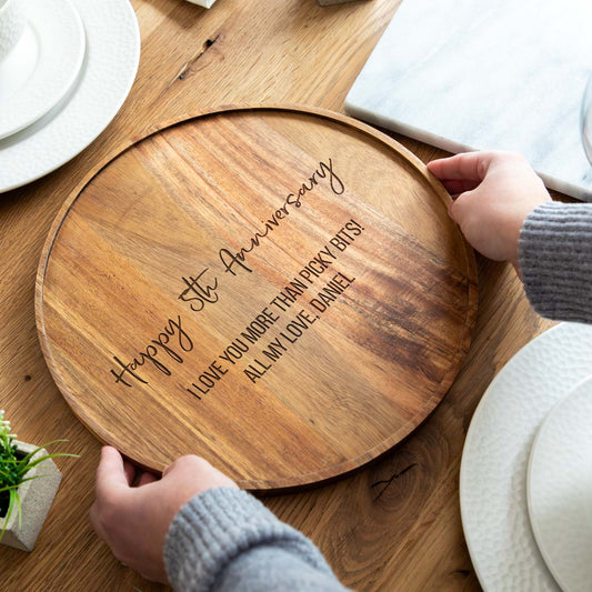 Personalised 5th Anniversary Gift Acacia Wood Serving Board