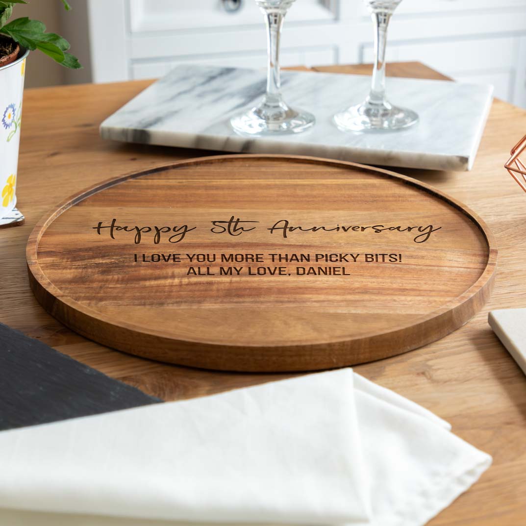 Personalised 5th Anniversary Gift Acacia Wood Serving Board
