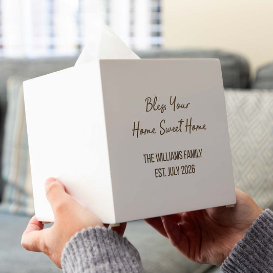 Personalised Tissue Box Cover Bless Your Home Sweet Home Gift