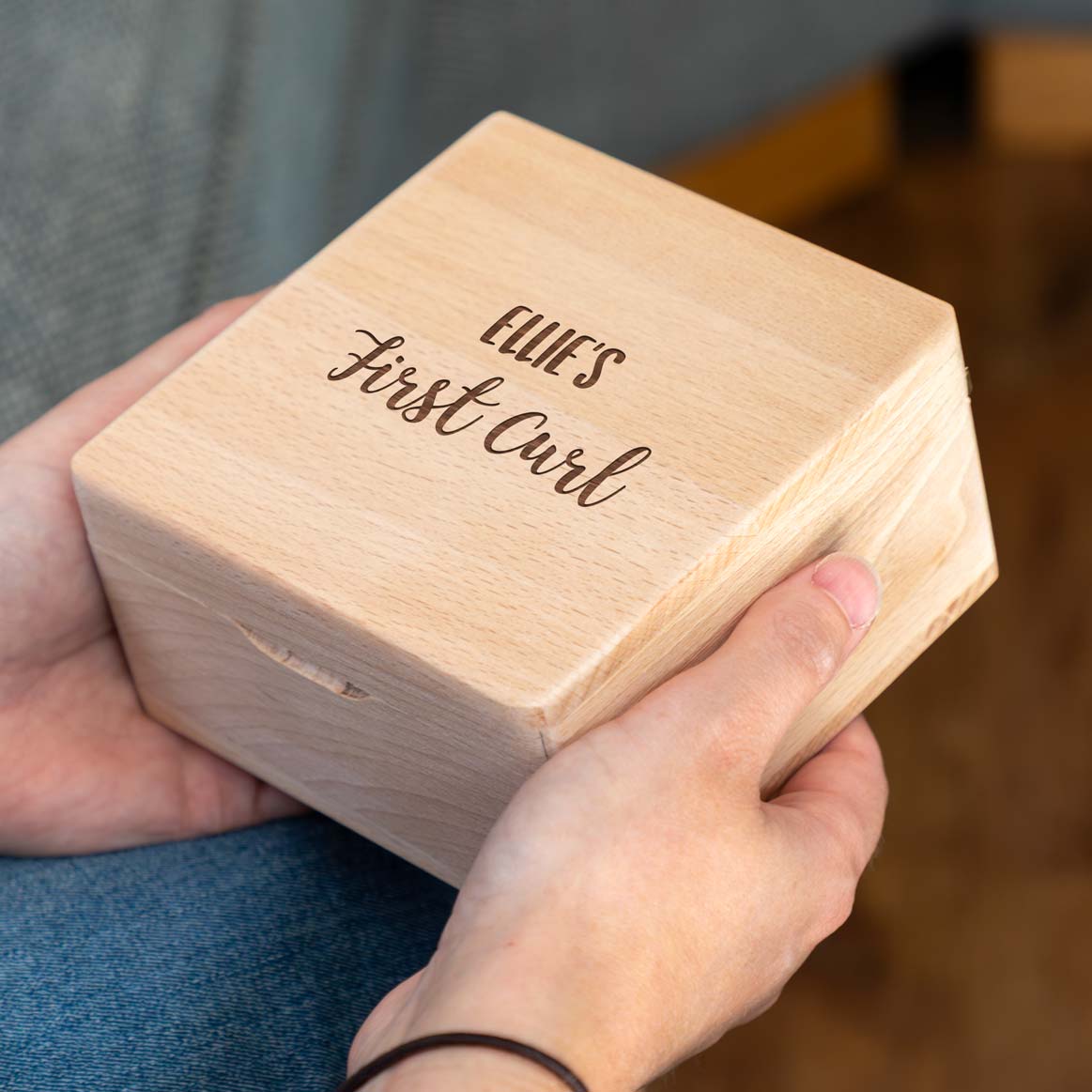 Personalised First Curl Small Keepsake Box 12cm x 12cm New Baby Gift