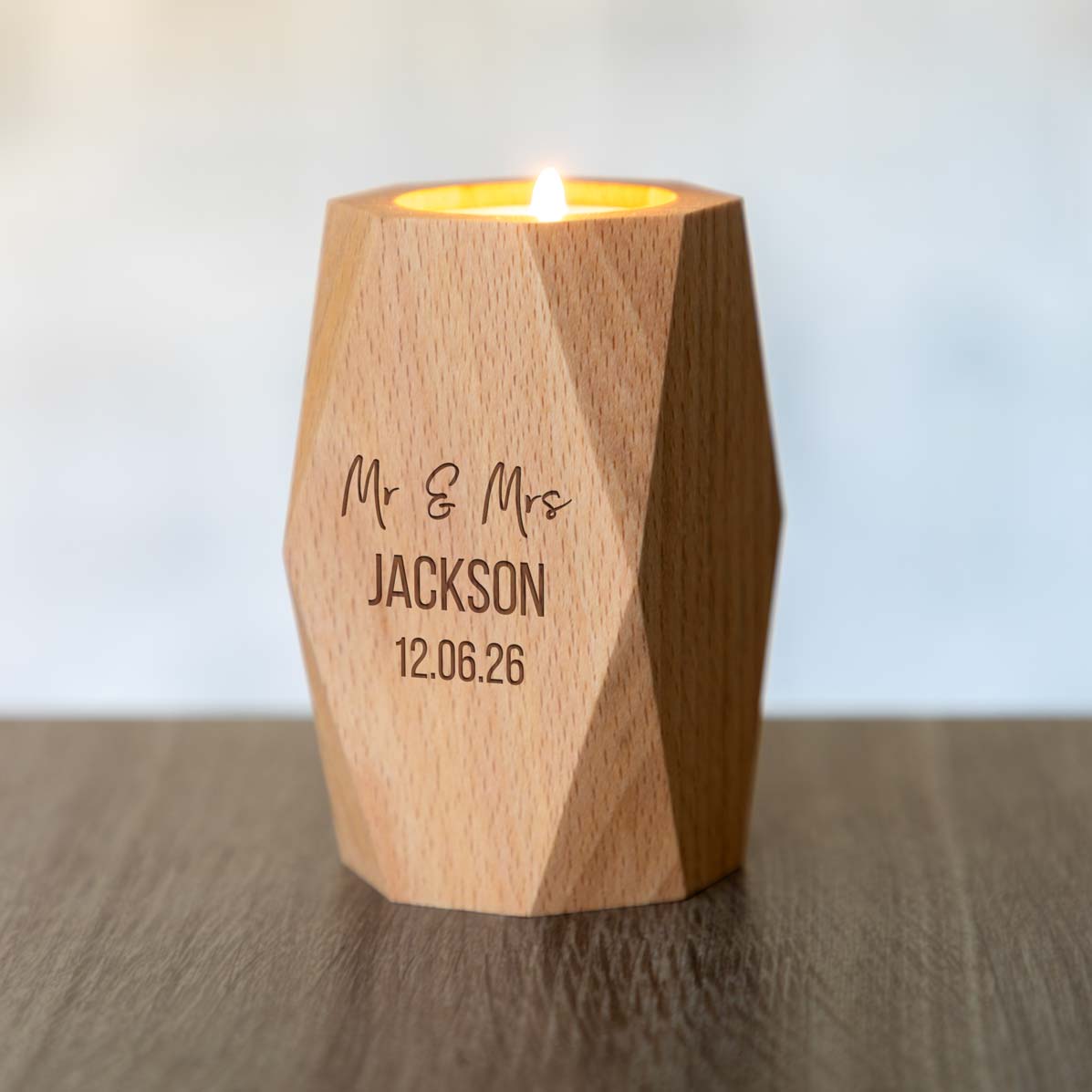 Personalised Geometric Candle Holder For Wedding or Anniversary Gift