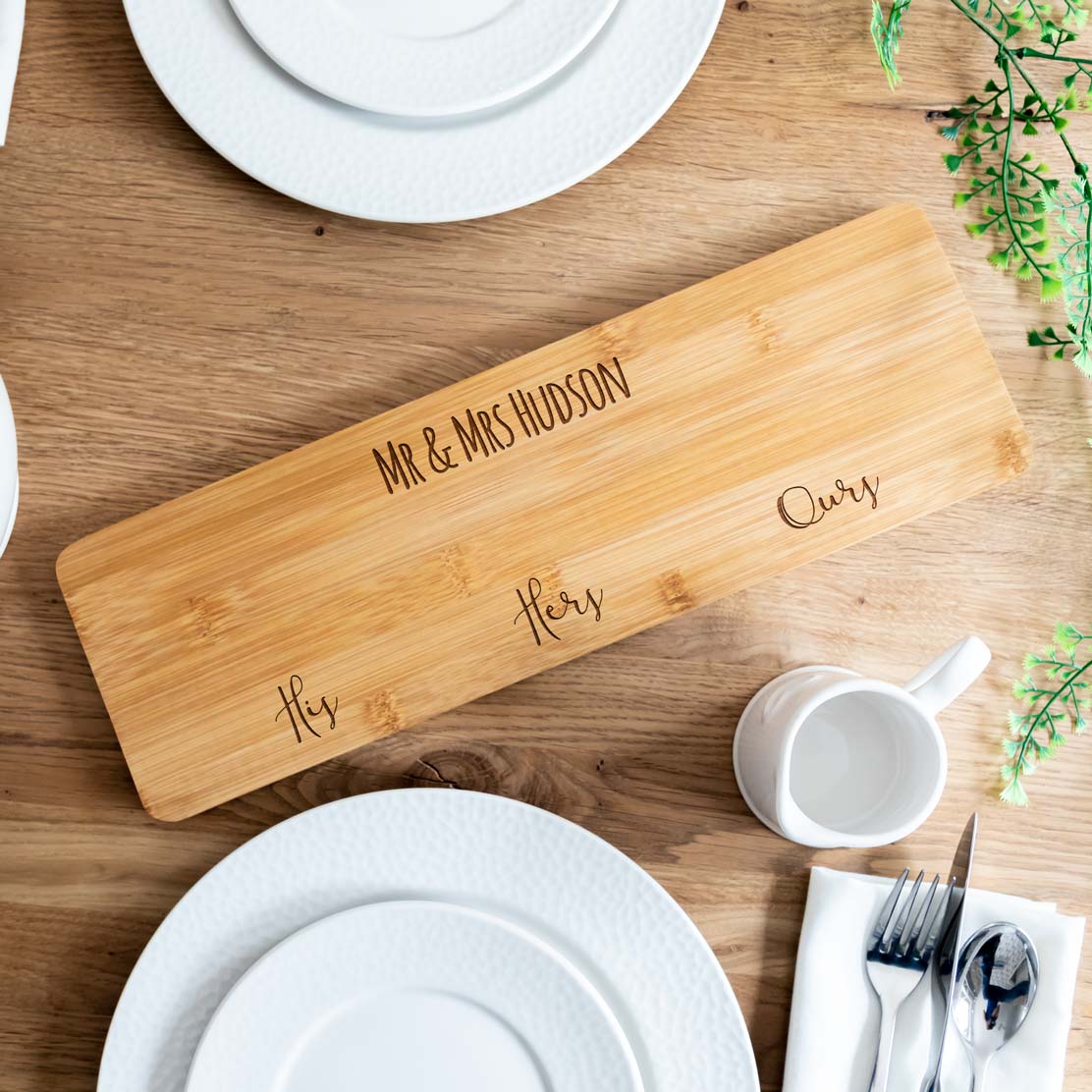 Personalised His Hers Ours Serving Board Wedding Gift