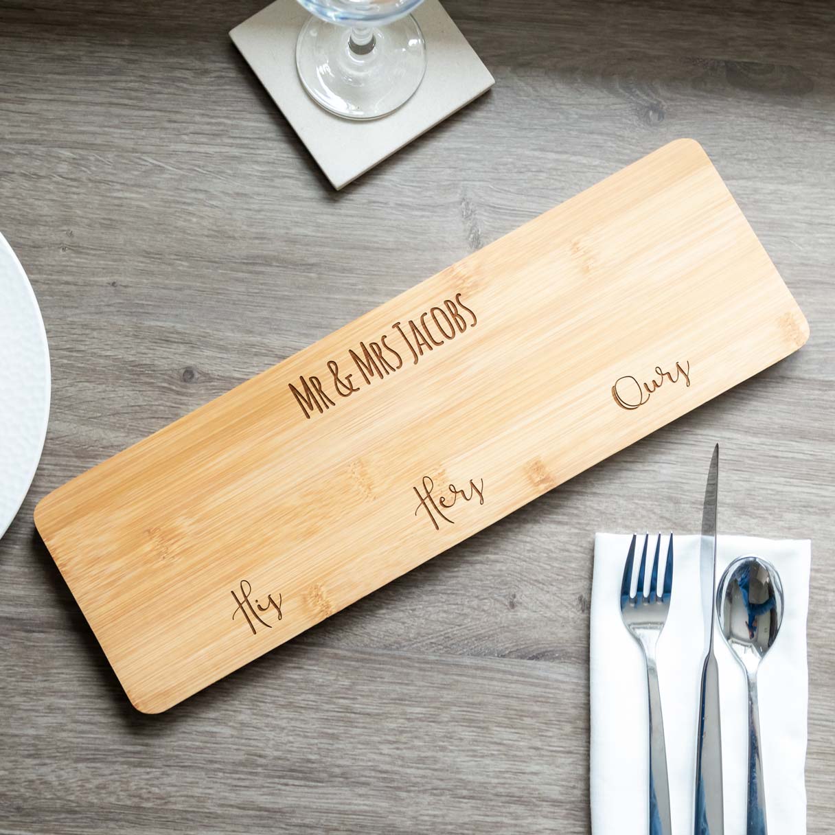 Personalised His Hers Ours Serving Board Wedding Gift