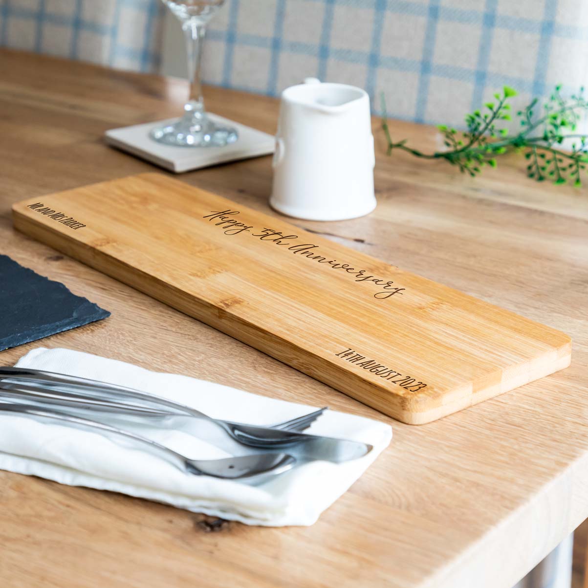 Personalised 5th Anniversary Wood Serving Board