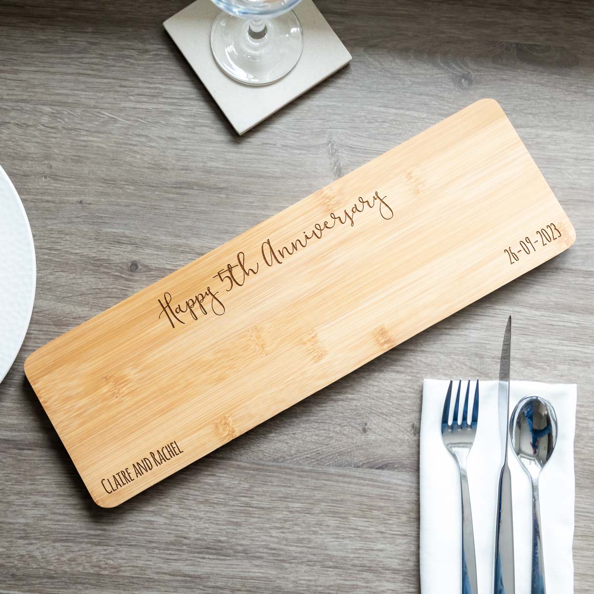 Personalised 5th Anniversary Wood Serving Board