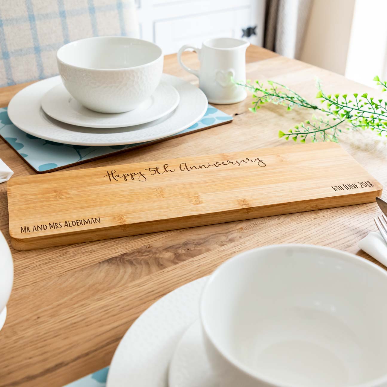Personalised 5th Anniversary Wood Serving Board