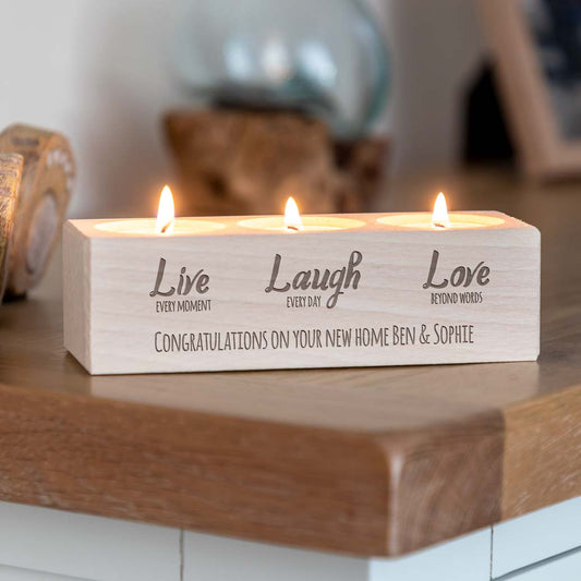 Personalised Live Laugh Love Candle Holder Gift