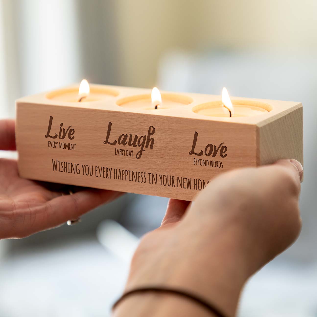 Personalised Live Laugh Love Candle Holder Gift