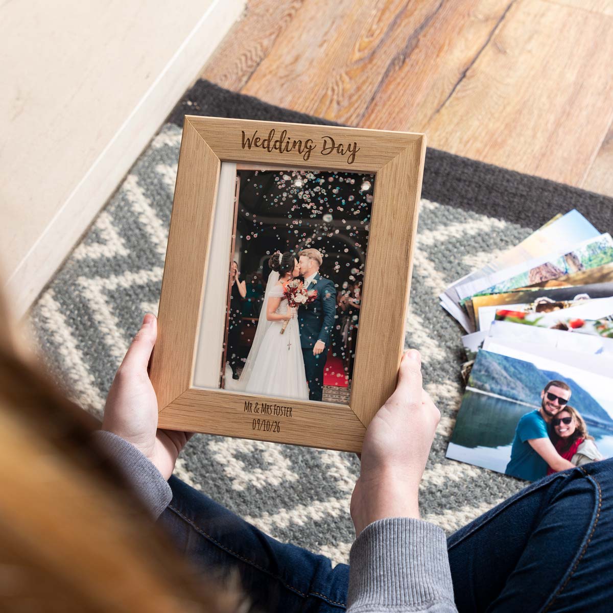 Personalised Wedding Day Oak Photo Frame