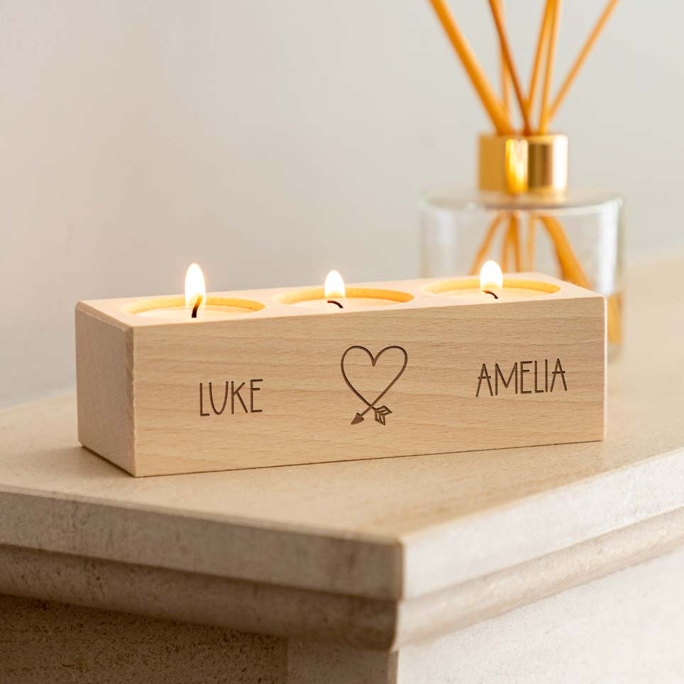 Personalised Heart Candle Holder Gift For Couple
