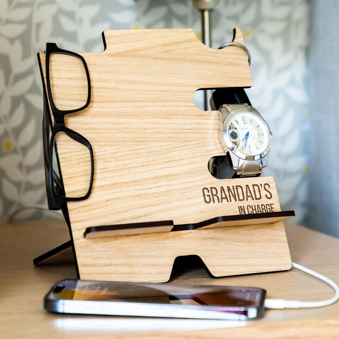 Personalised Smartphone Charging Stand In Charge